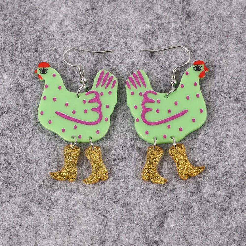 Chicken dangle earrings